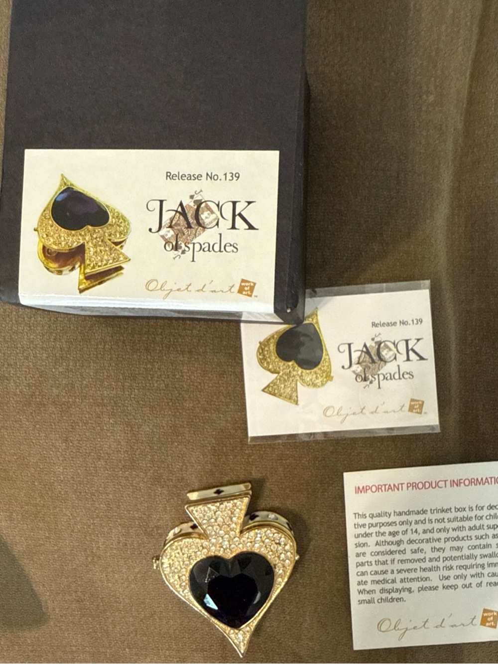 Objet d’Art Jack of Spades by Artform Trinket Box